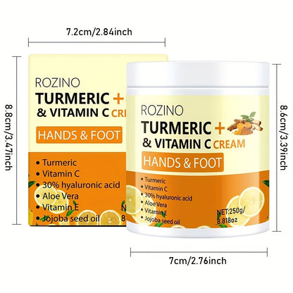 Turmeric Hand & Foot Cream 250g - Anti-Crack Deep Moisturizing Repair Cream for Dry Cracked Heels, Elbows, Ankles & Hands, Intensive Hydrating Skin Care