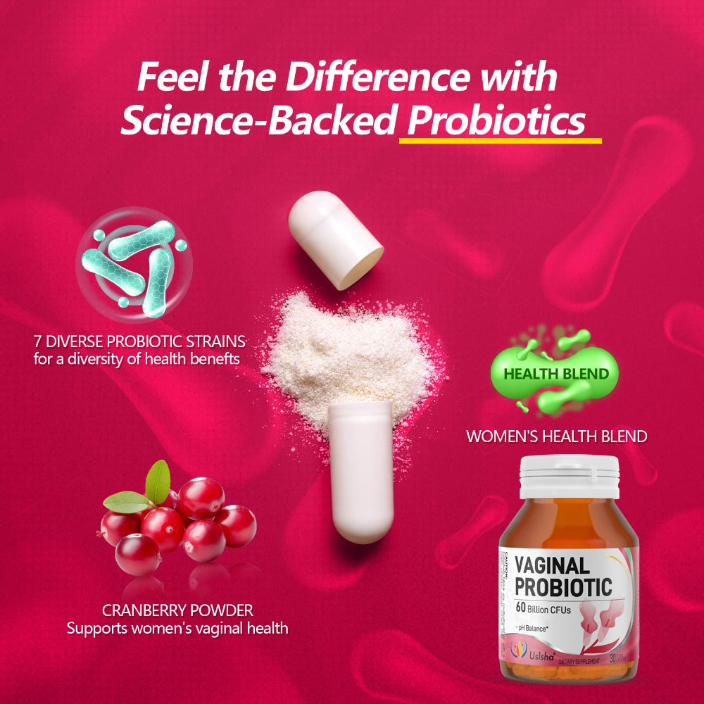 USLSHA Probiotics for Women Support PH Balance, Yeast Balance, V-Flora & Feminine Health with Women' s Health Blend & Cranberry Extract 60 Billion CFU, Vegan-friendly, 30 Capsules