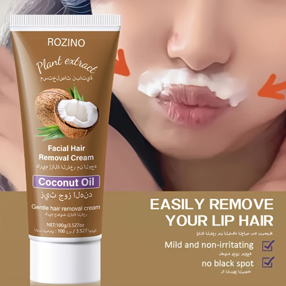 Use Once For, 3-Month Effectiveness, 100g Coconut Hair Removal Cream, Instant Hair Removal, Non Irritating To The Light Beige, Smooth And Residue Free Semi Permanent, Used For Hair Removal On The Face, Lips, Armpits, Legs Arms And Private Areas