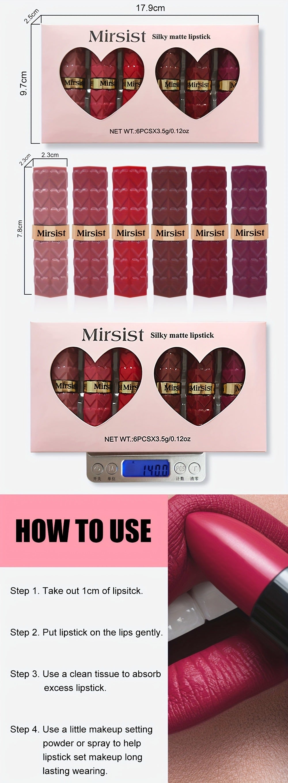Matte Lipstick Set 6 Colors Waterproof Long Lasting Lip Gloss - Smudge Proof Non-Fading Velvet Lip Color Berry Red Tones for All Skin Types Daily Wear Special Events Holiday Gift
