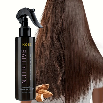 Leave-In Conditioner with Hydrolyzed Keratin & Biotin — Anti-Frizz Detangler, Argan Oil & Plant Extracts, Repairs Split Ends & Breakage, Color-Safe for Curly, Dry & Damaged Hair, 6.76 oz