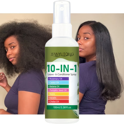 10-in-1 Hair Treatment Spray — Argan Oil Batana Rosemary Anti-Breakage Split End Repair, Softens & Adds Shine for Dry Hair, Fragrant 100ml