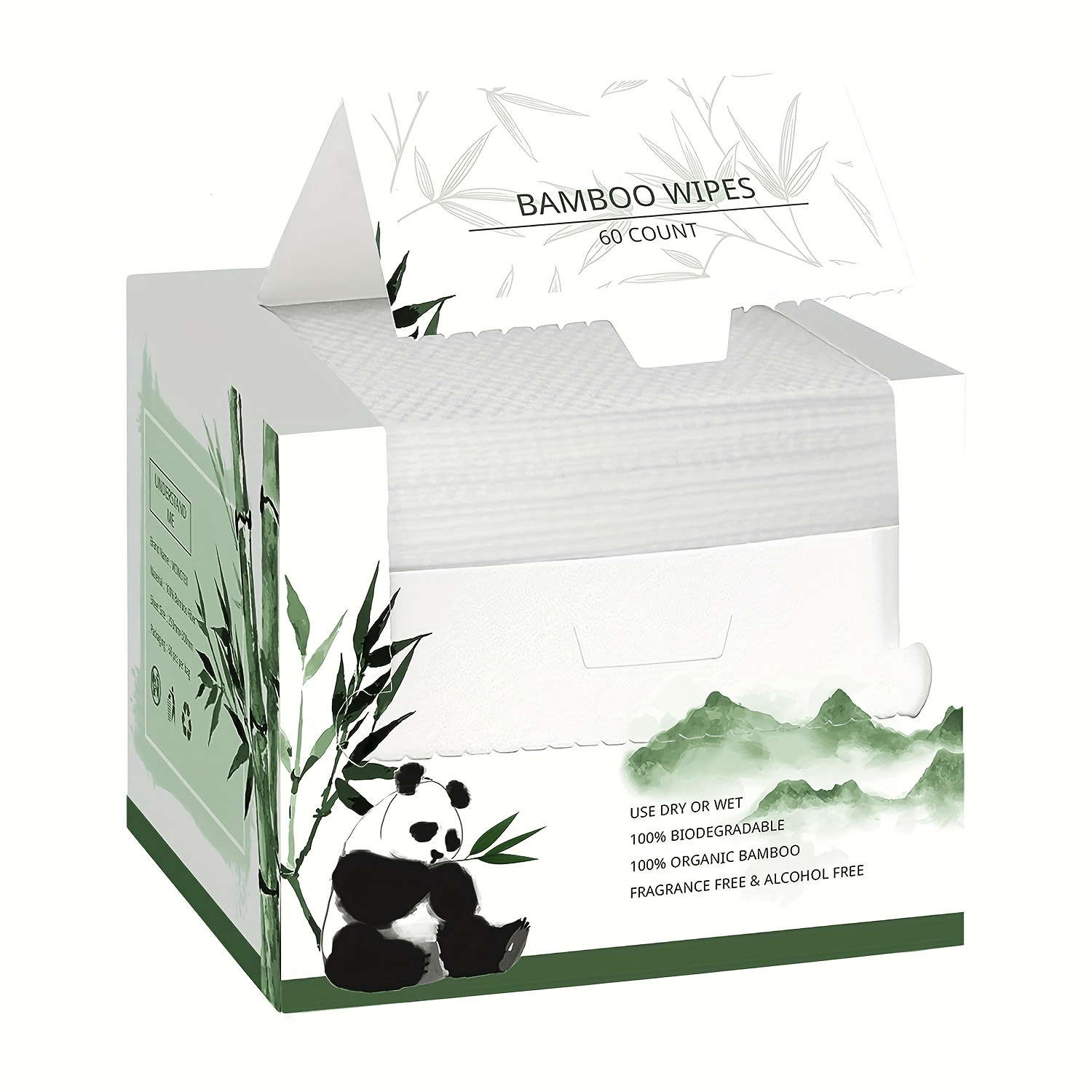 Disposable Bamboo Viscose Fiber Facial Towels, Extra Thick and Soft Cleansing Face Towels, Suitable for Sensitive Skin, Makeup Removal, Cleansing, Care, Travel, 10x12 Inches, 60 Sheets/Box, White