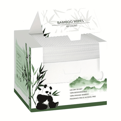Disposable Facial Towels Bamboo Viscose Fiber Extra Thick Soft Cleansing Face Towels for Sensitive Skin Makeup Removal Travel 10x12 Inches 60 Sheets per Box White