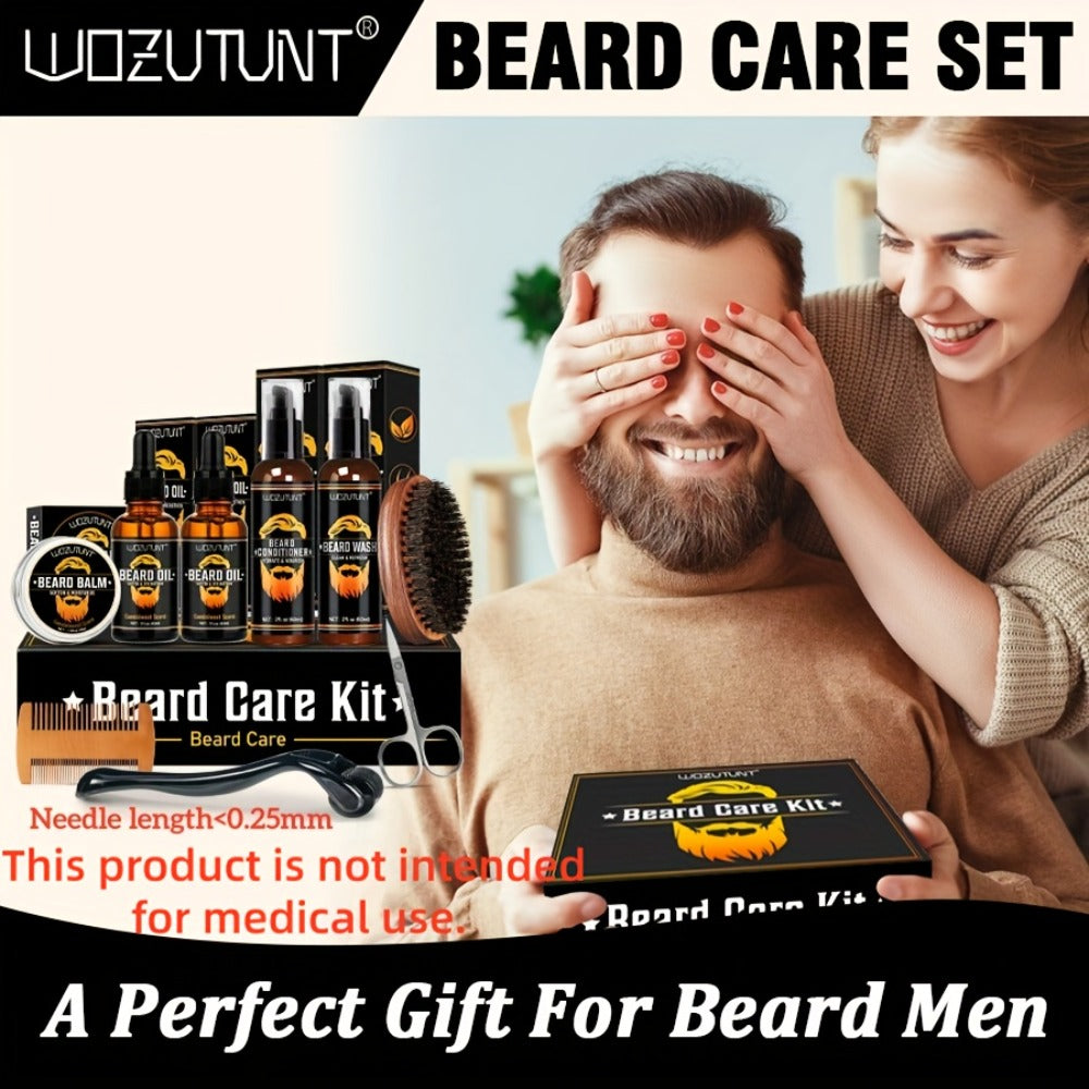 4pcs Beard Care Kit, 4pcs Beard Pen Kit, 9pcs Beard Care Kit Needle Length<0.25Mm. Beard Care Bundle for Men. Beard Trimmer Set with 2 Beard Oil -Balm -Conditioner - Wash -Brush - Comb - Clippers & Travel Pouch. for Birthdays Fathers Day Gift for Me
