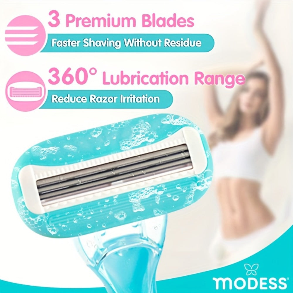 Modess Sensitive Women'S Shaving Razors (Available in Packs of 4 Or 8) - Soft Teal/Pink Blush, Designed for a Comfortable And Close Shave for Skin