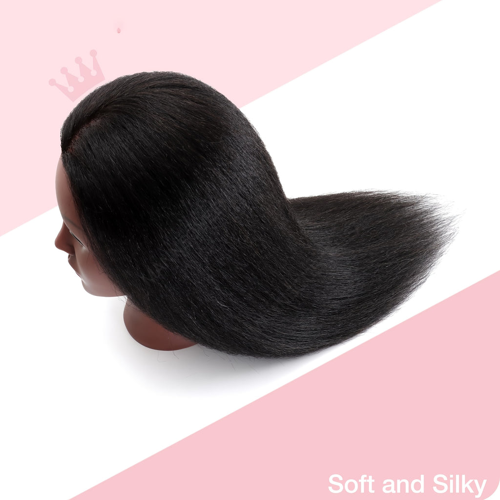 18" Mannequin Head With Hair, Hairdresser Cosmetology Mannequin Manikin Training Practice Doll Head For Hair Styling Clamp Holder Hair Comb Hair Clip