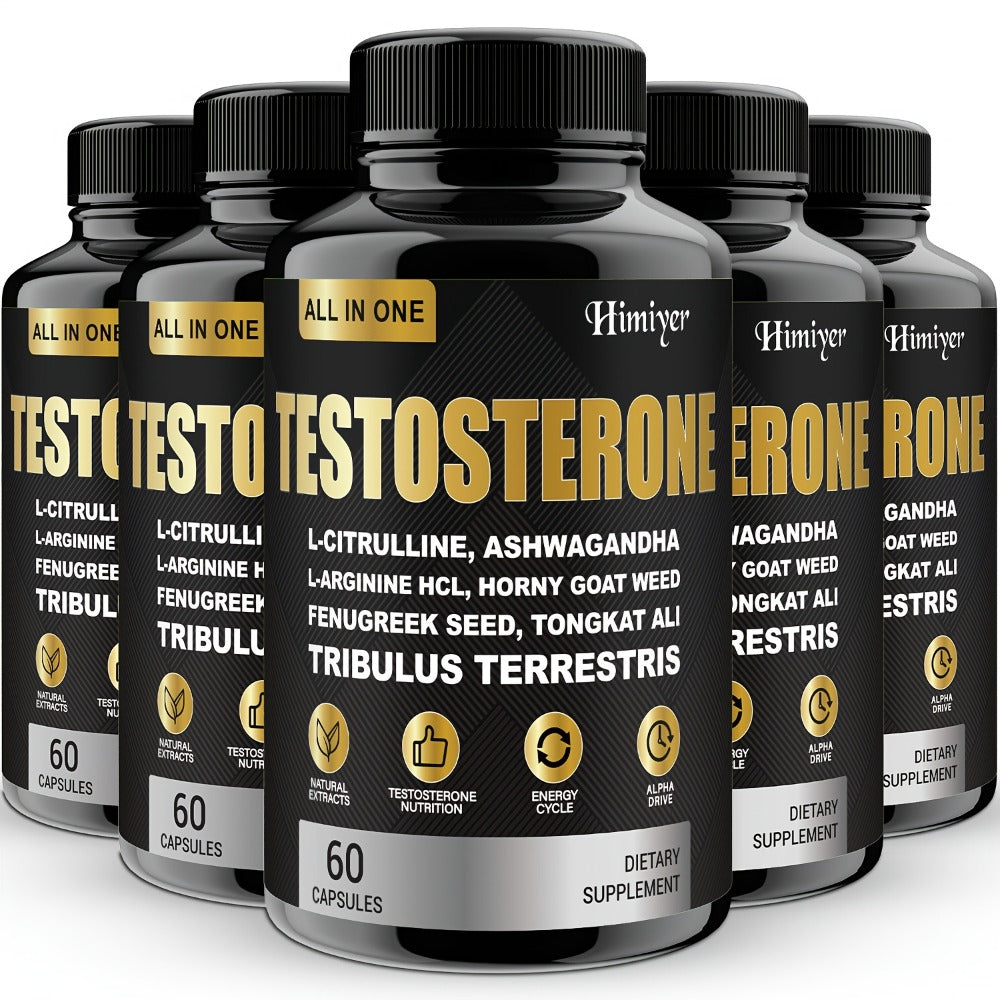5 Packs Testosterome Dietary Supplements Capsules For Men With Tongkat Ali, Horny Goat Weed, L-Citrulline L-Arginine, Ashwagandha, Men'S Health And .