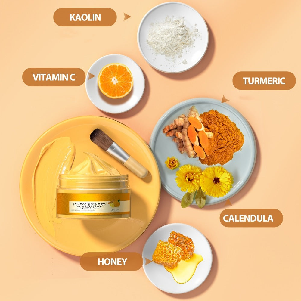 Turmeric Vitamin C Mud Mask - Deep Cleansing, Moisturizing And Firming Mask, Vitamin C Mask, Achieve Radiant, Smooth Skin - The Perfect Gift for Valentine'S Day And Mother'S Day