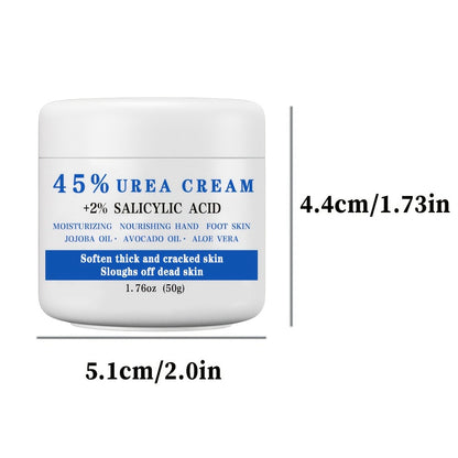 Foot Cream 45% Urea & 2% Salicylic Acid | Cracked Heel Repair Lotion for Dry Rough Thick Skin | Exfoliating Dead Skin Softening & Repairing Foot Care Treatment 1.76oz