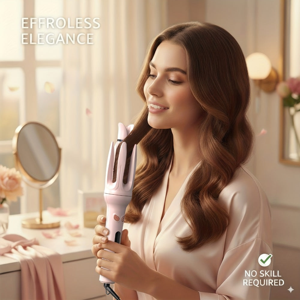 GENAI Automatic Rotating Curling Wand with Ceramic Barrel - Smart Anti-Tangle Hair Curler, Adjustable Temp 150-210°C, Fast Curling Iron Suitable for Home, Travel, Salon - Gift-Ready Hair Styling