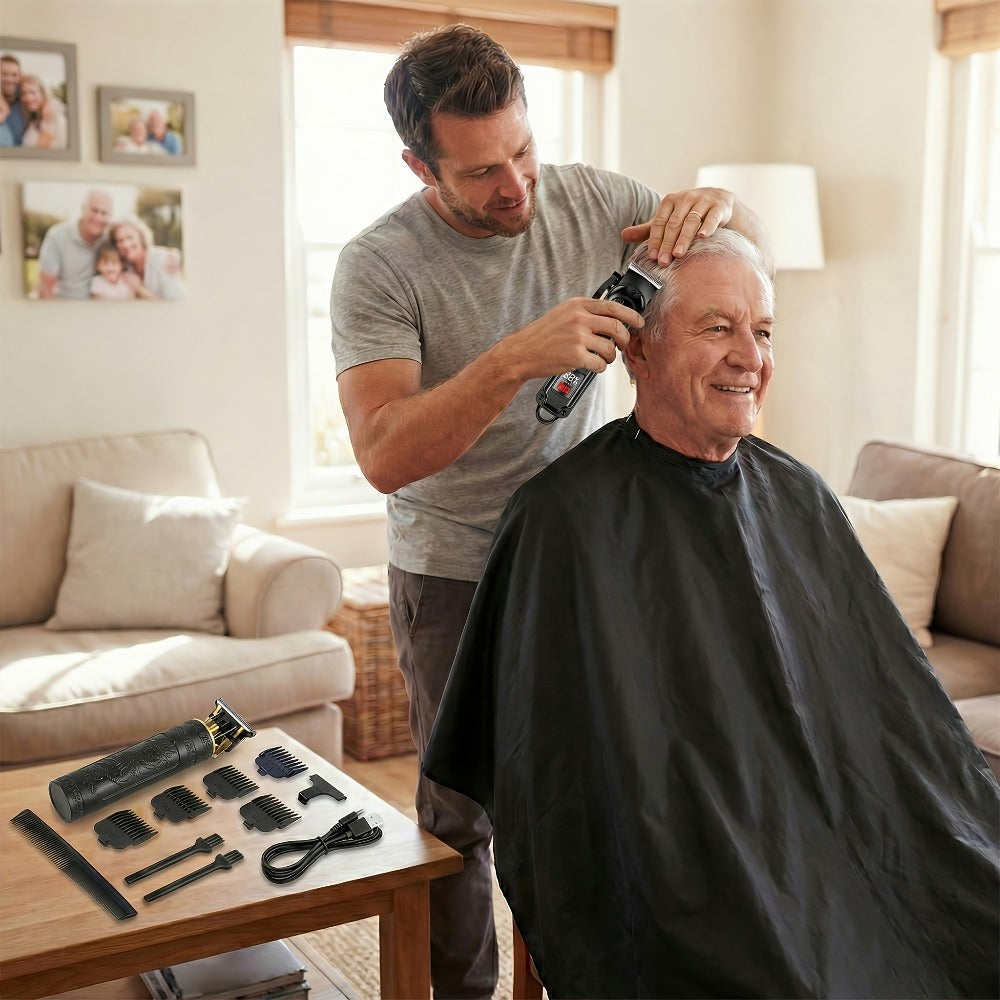 Men's Grooming Set 2pcs - Electric Hair Clipper & Detail Trimmer with USB Charging, LCD Display, Professional Hair Cutting Kit for Men, Ideal Gift for Father, Husband & Boyfriend