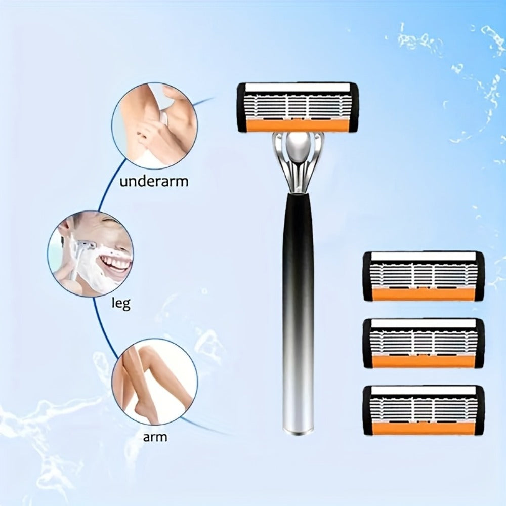 This Luxurious And High-quality Men's Razor Features 2 Comfortable And Anti-slip Handles, 24 Ultra-sharp And Replaceable Stainless Steel Blades, And An Extremely Smooth And Painless Shave. It Is An Indispensable Shaving Accessory for Men