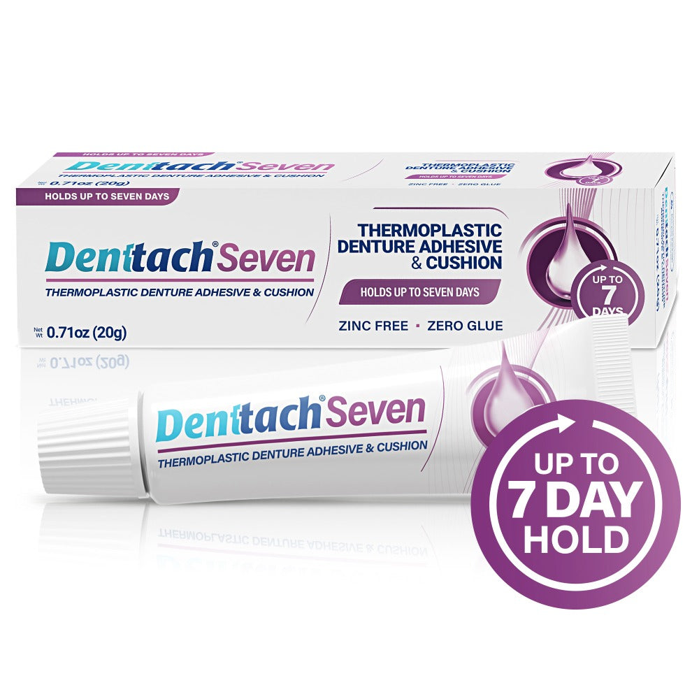 Denttach Denture Adhesive, Thermoplastic Cushion, Soft Reliner for Upper and Lower Dentures, Comfortable Cushioning Grip, Secure Denture Grip for Up to 7 Days, Non Glue, Zinc Free