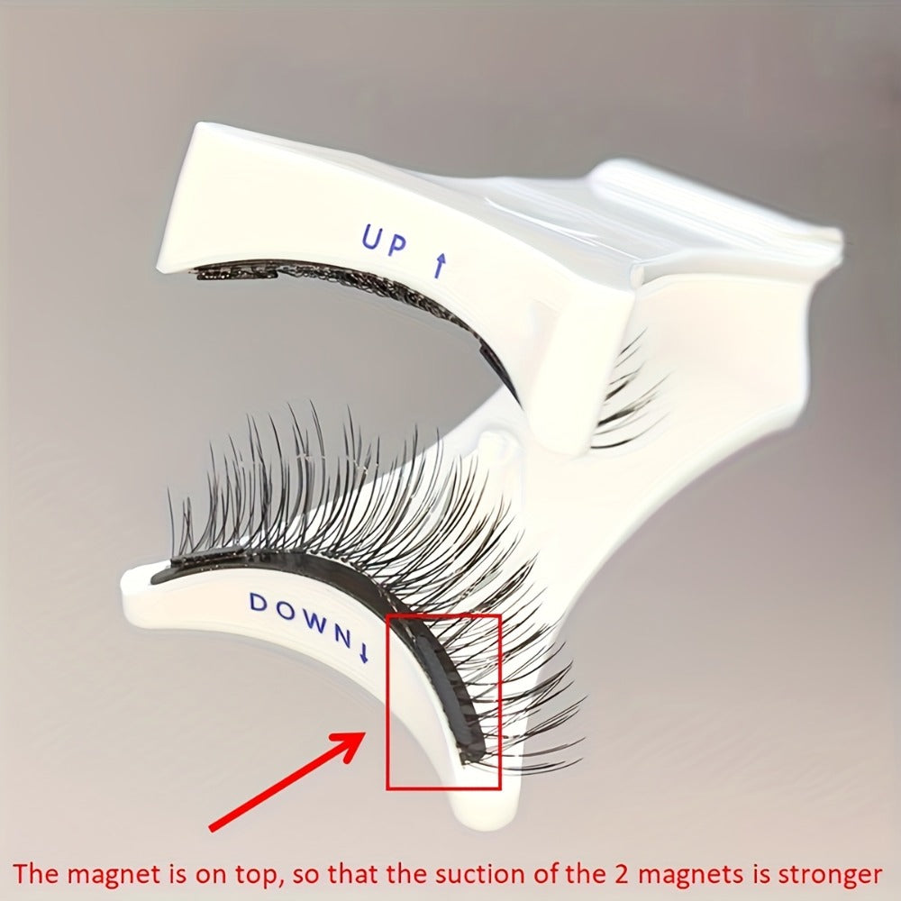 Quantum Magnet 3D Magnetic Eyelashes Slim Natural Nude with Eyelash Curler Transparent Soft Stem 1 Pair of Glue-Free Strong Magnetic Force Reusable Naturally Enlarge The Eyes Can Be