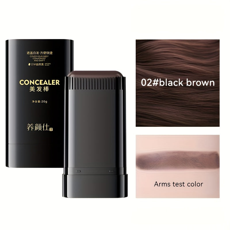 Hair Dye Stick with Built-in Comb - Waterproof Sweatproof Gray Coverage Touch-Up Stick | Easy Twist Applicator | Plant-Based Squalane | 3 Shades | On-the-Go