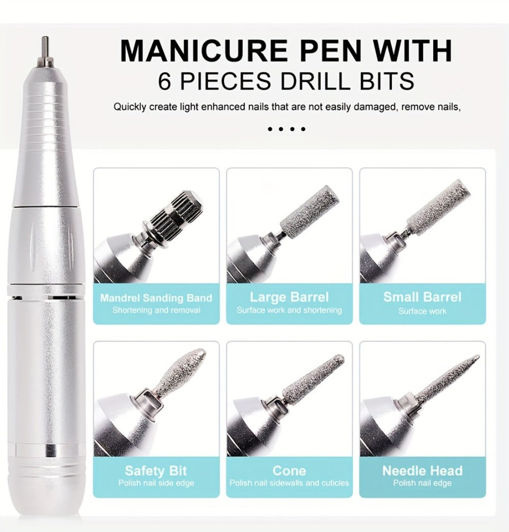 45000RPM Adjustable Speed Low-noise Nail Drill Cordless Display Power Portable Nail File Nail Grinder Suitable for Home Nail Salon Gel Nail Polishing for Nail Salon And Home