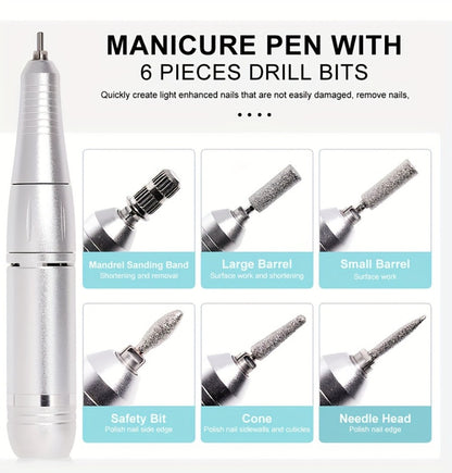 Cordless Nail Drill 45000RPM Adjustable Speed Low Noise with Power Display Portable Nail File Grinder for Gel Acrylic Nails Manicure Pedicure Home Salon Use Pink White Purple