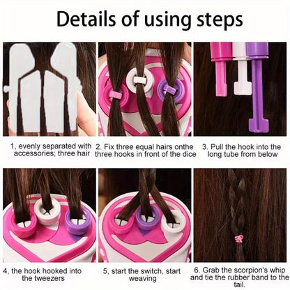 Electric Hair Braider Machine Automatic Braid Styler One-Touch Operation Adjustable Speed Settings with Braiding Combs & Clips Salon-Quality Braids at Home for Beginners & Pros All Hair Types