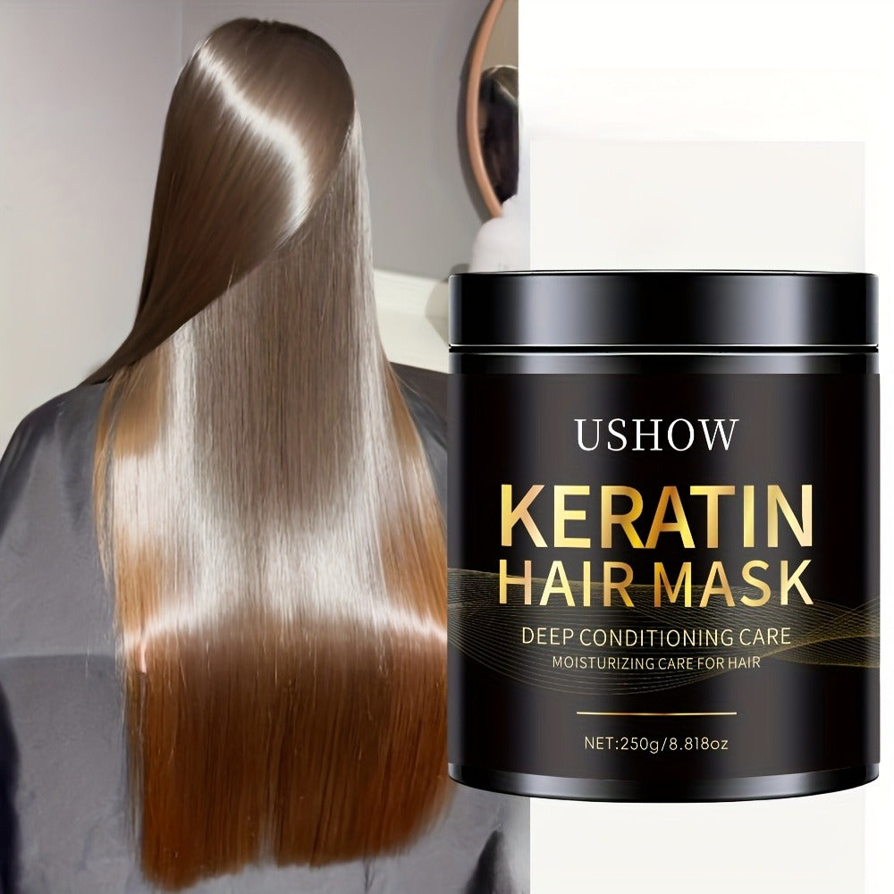 Keratin Hair Mask – Deep Conditioning Treatment with Collagen, Repairs Dry & Damaged Hair, Anti-Breakage, Softens & Strengthens, Reduces Split Ends, 250g / 8.8oz