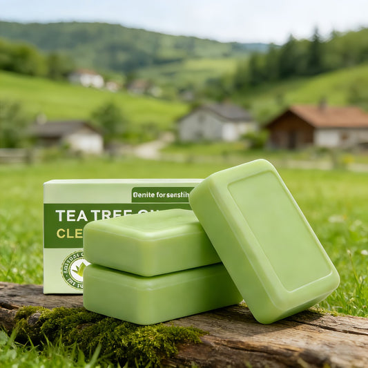 3pcs Tea Tree Plant Essence Handmade Soap, Cleanses The Skin With A Strong Fragrance.