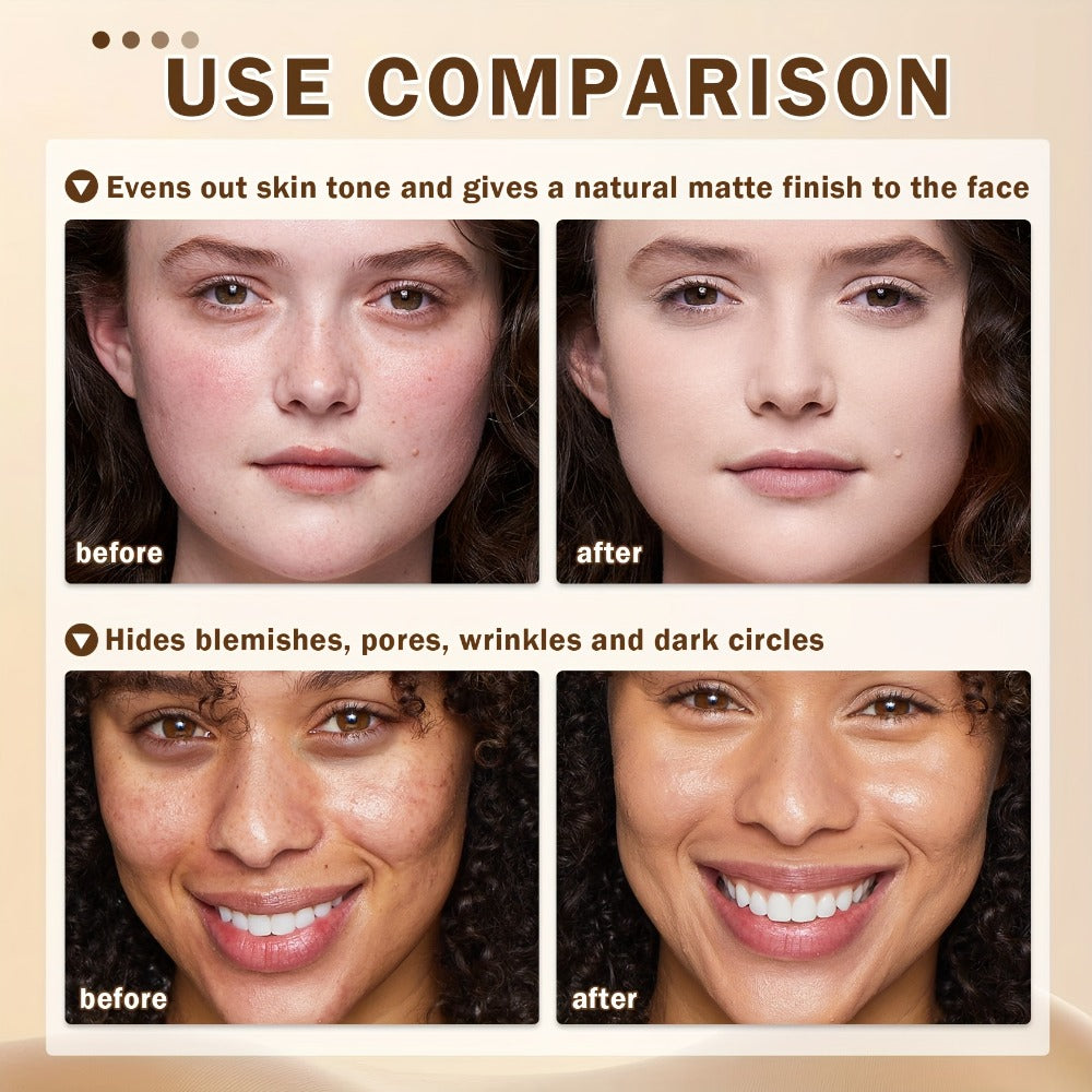 Liquid Foundation & Primer Set — Long-Lasting Silky Smooth Formula | CC Cream BB Cream | Mature Skin | 4 Shades: Natural Beige Nude Porcelain
