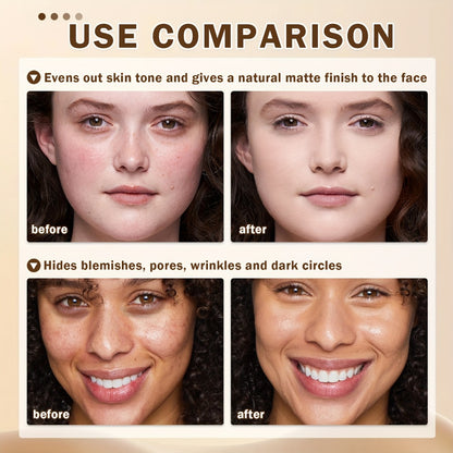 Liquid Foundation & Primer Set — Long-Lasting Silky Smooth Formula | CC Cream BB Cream | Mature Skin | 4 Shades: Natural Beige Nude Porcelain