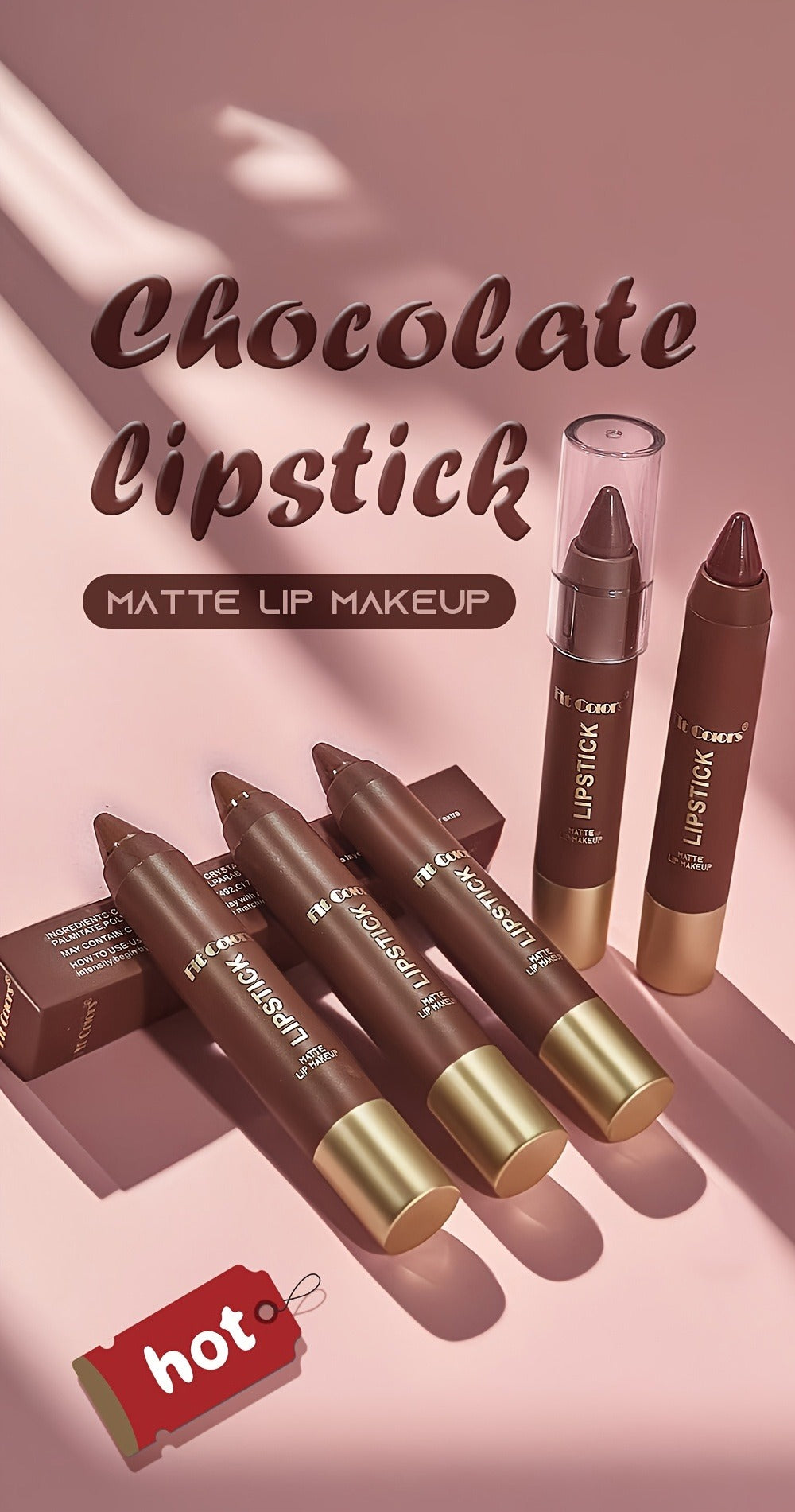 Lipstick Set 6 Pack Matte Long Lasting Waterproof Full Coverage - Non-Fading Velvet Lip Color for All Skin Tones Orange Brown Pink Purple Red Shades Makeup Gift for Women