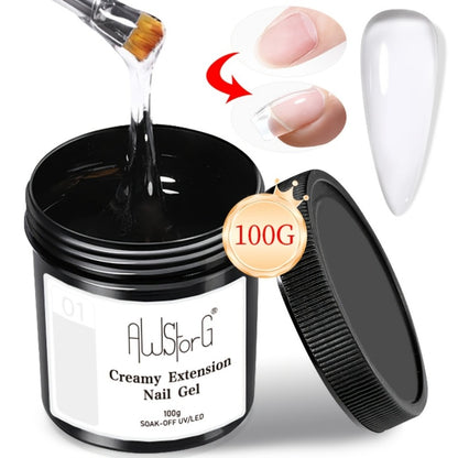 Building Nail Gel Kit 3pcs 100g Clear Creamy Nail Extension Gel Hard Construction Gel for Nail Strengthening Lengthening and Manicure UV LED Nail Builder Gel Set