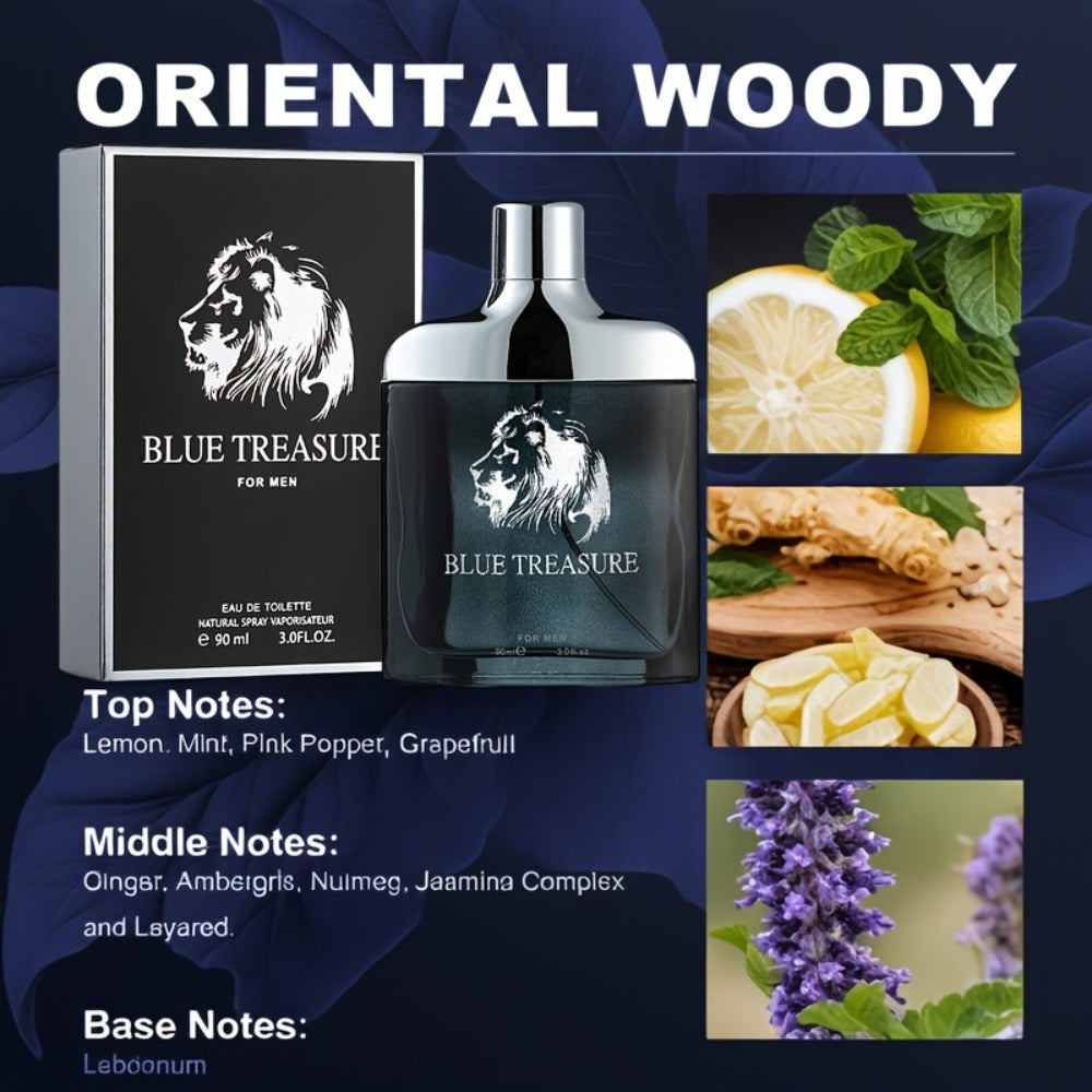 Arabian Oud Perfume Unisex - Dubai Luxury Woody Fragrance 3.38 oz Long Lasting Middle East Scent, Limited Edition Blue Treasure Cologne Gift for Men and Women