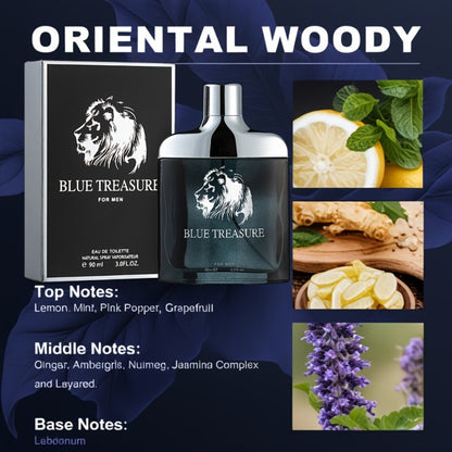 Arabian Oud Perfume Unisex - Dubai Luxury Woody Fragrance 3.38 oz Long Lasting Middle East Scent, Limited Edition Blue Treasure Cologne Gift for Men and Women