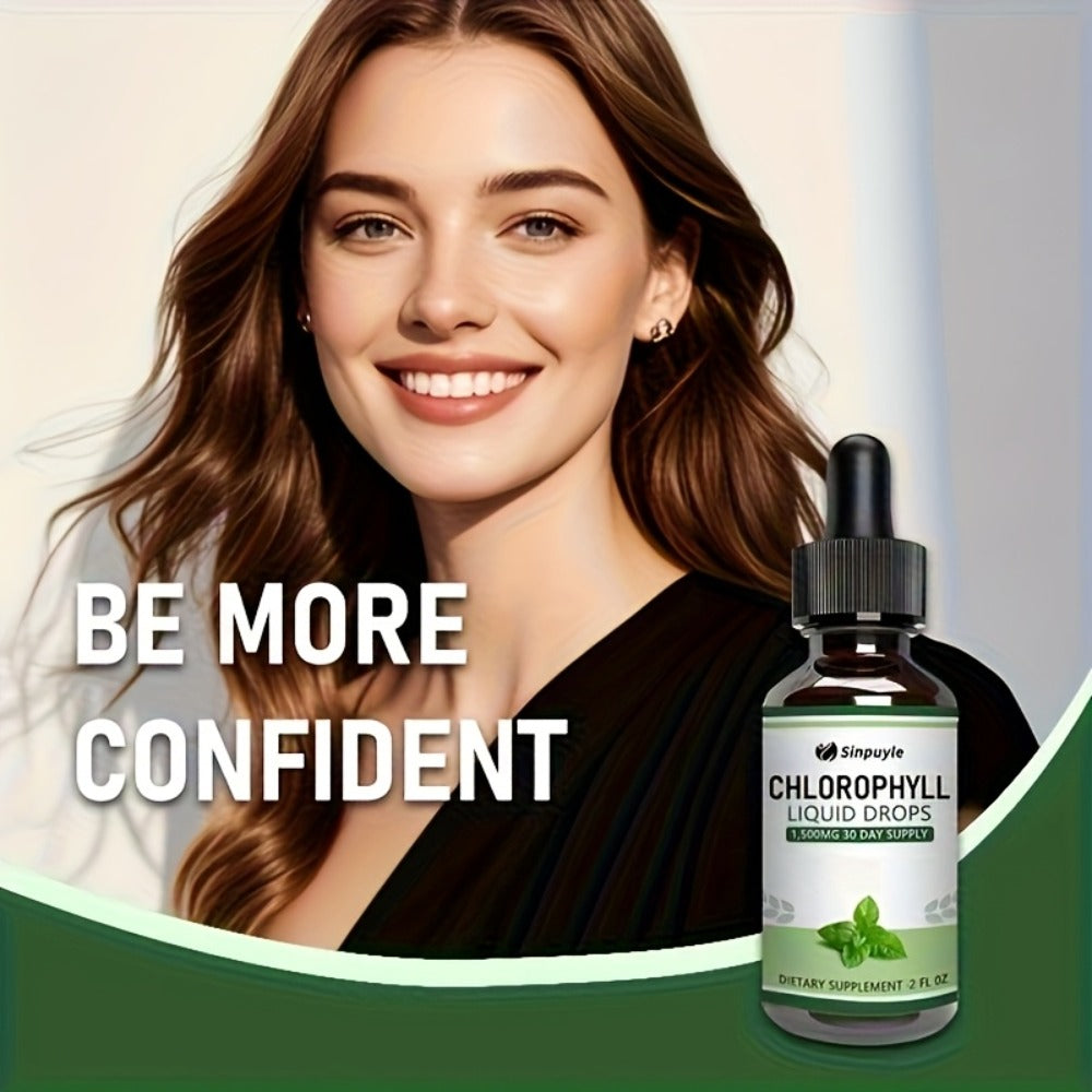 Chlorophyll Liquid Drops - Immune Support, Internal Deodorizer & Skin Health Supplement, 4 Month Supply, Natural Mint Flavor