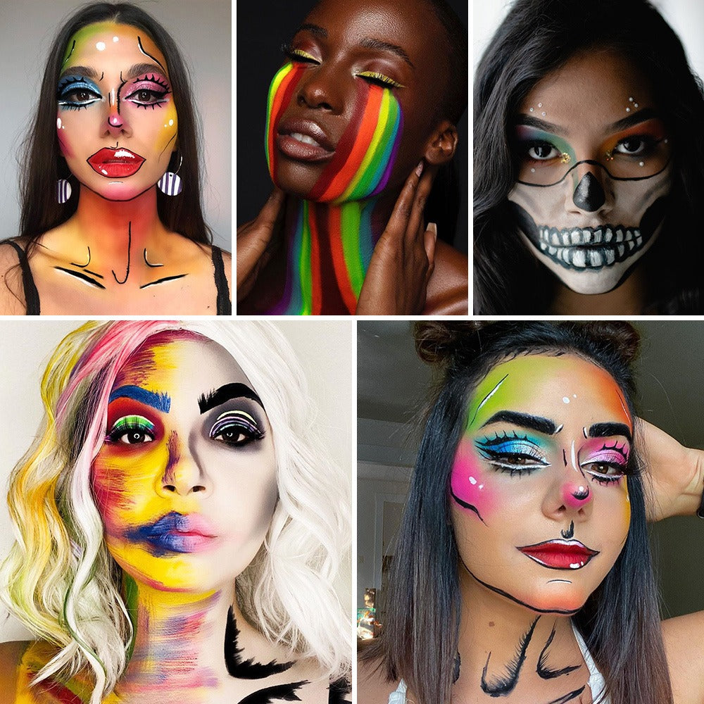 Face Body Paint Palette 20 Colors Oil-Based - Halloween SFX Makeup Kit Black White Flash Tattoo Cosplay Festival Stage Artist Full Size 168g