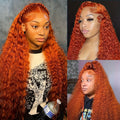 Red Curly Lace Front Wig Red 13x4 HD Lace Front Wig Premium Curly Hairpiece for Women with 13x4 Transparent Lace Frontal Wig Deep Part Loose Curly Bright Red Lace Front Wigs Deep Curly Wet and Wavy Glueless Lace Wig 180% Density Colored Wigs