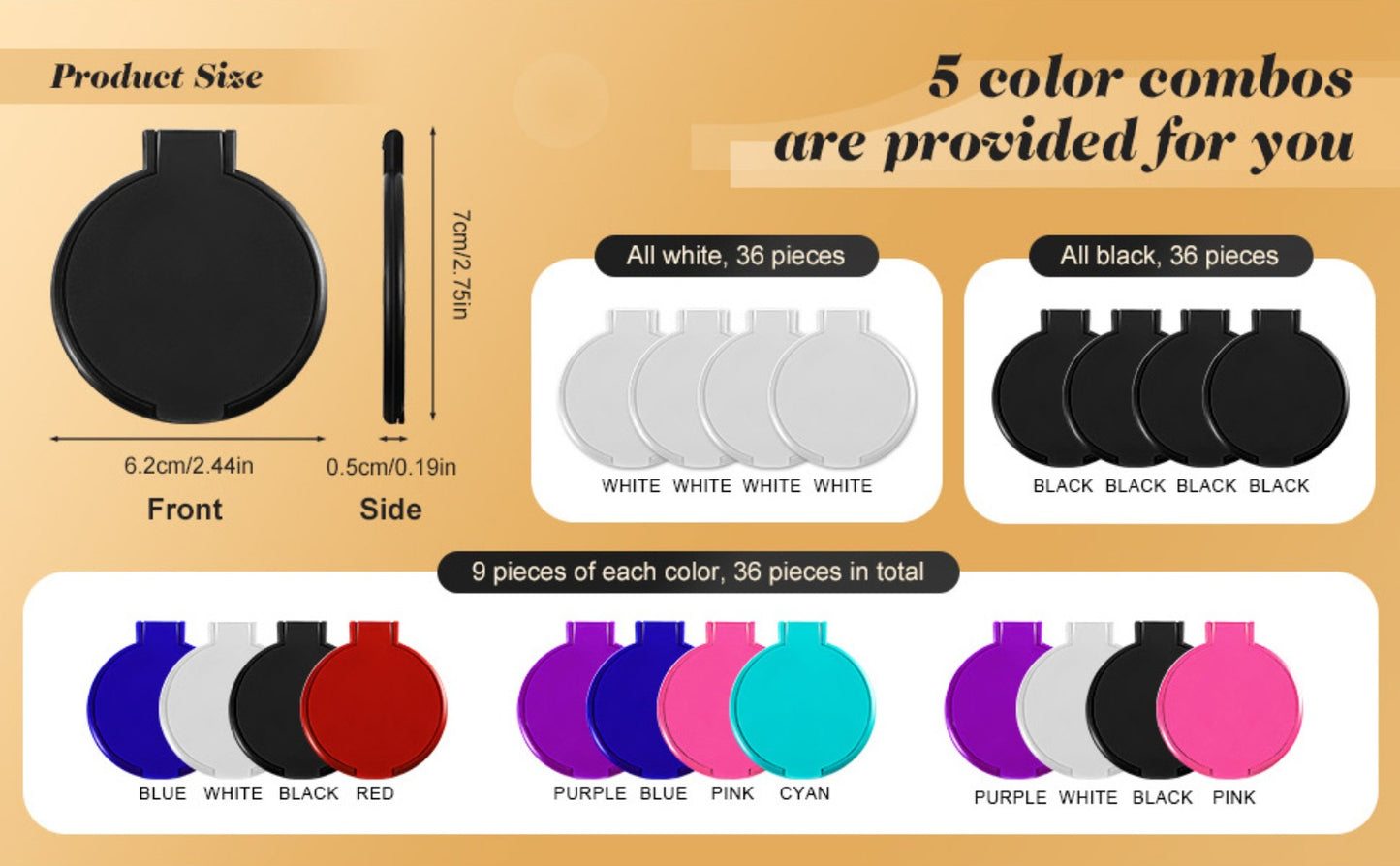 Portable Folding Makeup Mirror Set Bulk Pack - Compact Round Mini Mirrors for Purse, Foldable Stand Design, Durable Plastic & Glass, Travel Pocket Mirror for Women Daily Use Gift 10PCS 21PCS