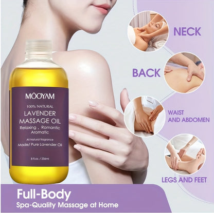 Lavender Massage Oil with Nut Oil & Grapefruit - Moisturizing Body Massage Oil for Dry Skin, Relaxation & Nourishment, Unisex Aromatherapy Skin Care