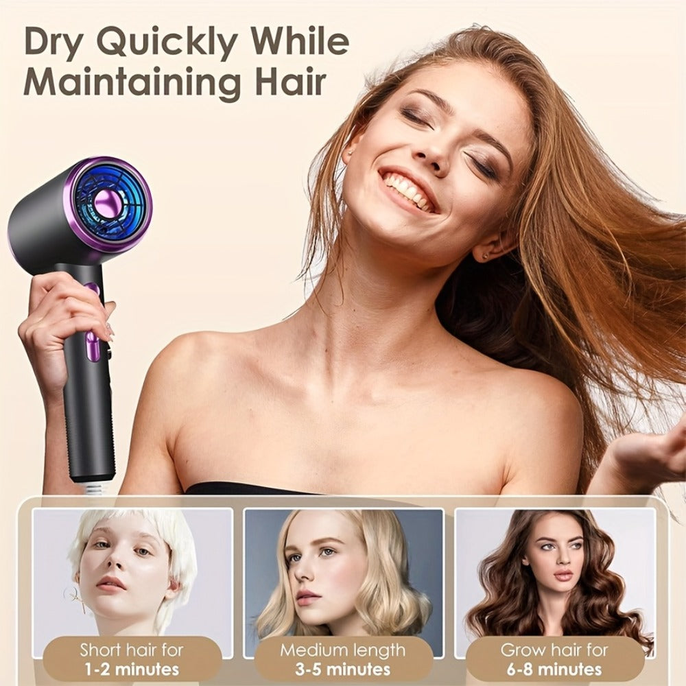 Professional Ionic Hair Dryer 1600W — Low Noise Quick Dry, 32000 RPM Motor, 2 Concentrators, Diffuser, 3 Combs & Hanger, Home Salon Travel Blow Dryer — 6 Colors