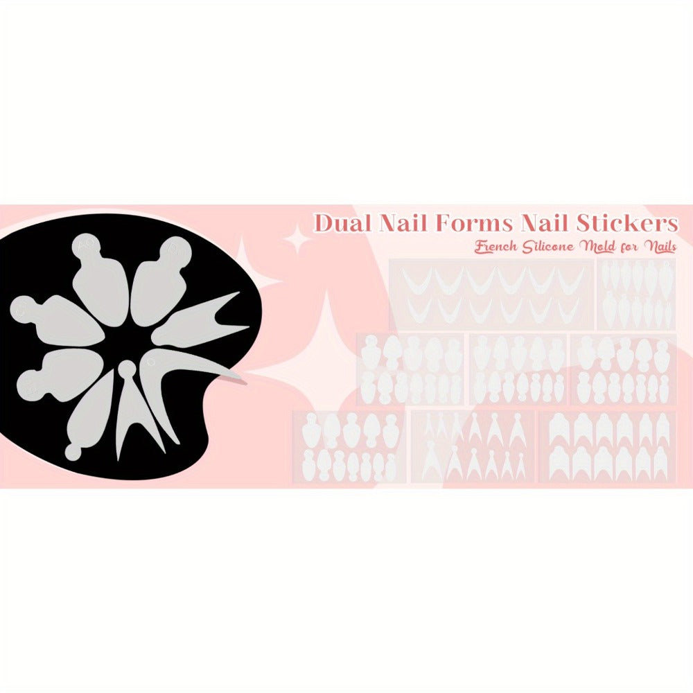 EBANKU Dual Form Kit, 192pcs Poly Gel Forms For French Nails, 96pcs Reusable Pads, 5pcs Clips, Brush Pen, Files Buffer, Extension Kit For Beginner