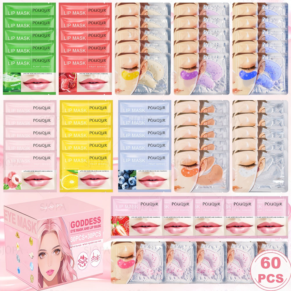 32pcs/32pcs/60pcs Moisturizing Face Masks And Eye/lip Masks Are All Rich In Fruit Extracts. Suitable for All Skin Types, They Come In A Variety Of Refreshing Scents (rose, Honey, Strawberry, Etc.), Making Them The Perfect Valentine's Day Gift.