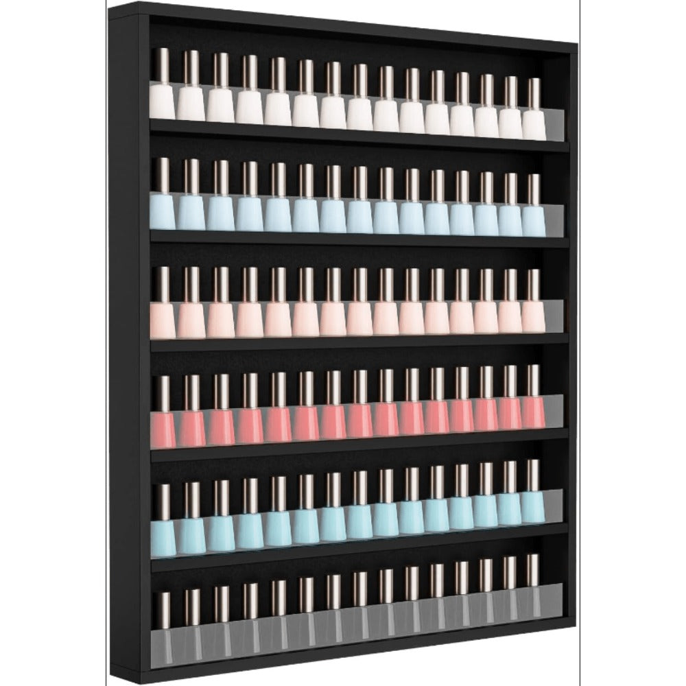 6 Layers/ 10 Layers Nail Polish Rack, Wall Mount Nail Polish Organizer W/ Acrylic Baffle, Salon Display Rack for Home Spa And Nail Studio, Pink/ White/ Black