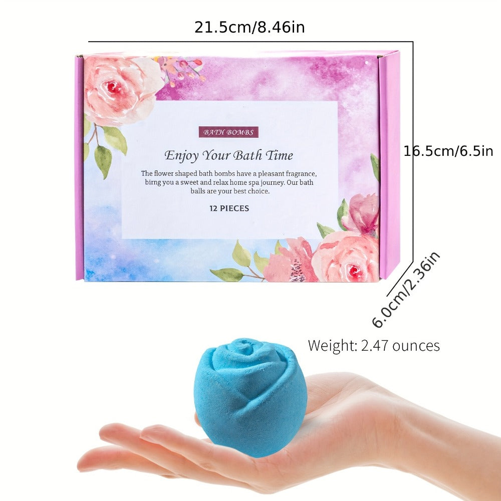 Christmas Gift Women's Bath Bomb Set, 12pcs Handmade Essential Oil Scented Bath Salt Balls for Skin Moisturization, Handmade Bubble Bath and Foam Bath, Suitable for Valentine's Day/Birthday Gifts, an Ideal Exquisite Gift for Female Friends
