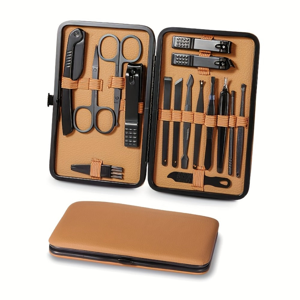 Nail Clipper Set 16 Piece — Luxury Stainless Steel Manicure & Pedicure Kit with Portable Case, Professional Nail Scissors & Beauty Tools | Gift for Men & Women