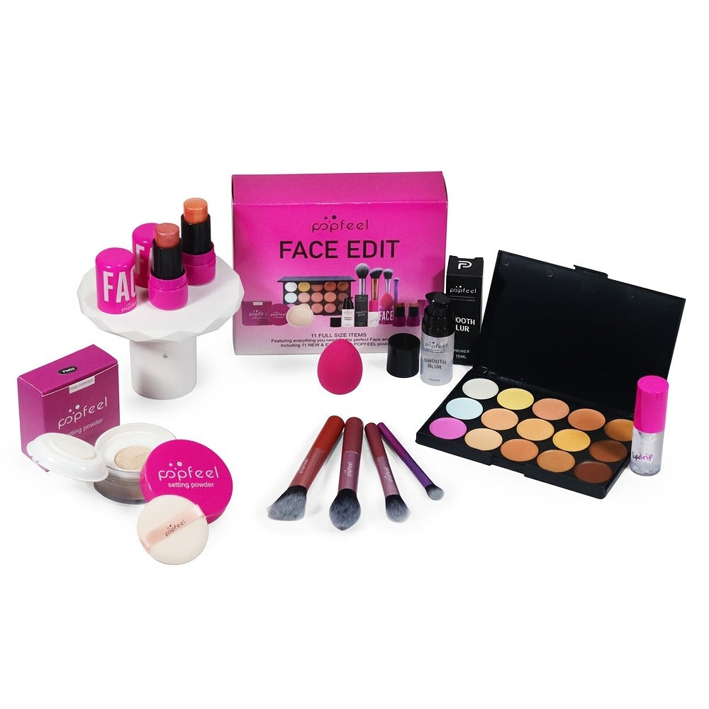 Makeup Gift Set — Eye Shadow Palette, Blush & Foundation, Long-Lasting Waterproof Cosmetic Kit for Women, Perfect Birthday & Valentine's Day Gift Box with Full Face Beauty Tools