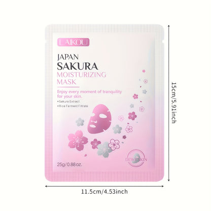 Sheet Mask Japan Sakura – Hydrating Face Masks for All Skin Types, Hypoallergenic Fragrance-Free Formula, Travel Size Portable Skincare Gift, 40 Masks