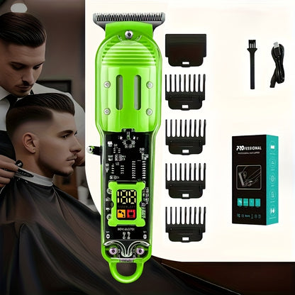 Cordless Hair Clipper & Beard Trimmer for Men - LED Display USB-C Rechargeable Barber-Grade Clipper with 4 Guide Combs, Home & Travel Grooming Kit