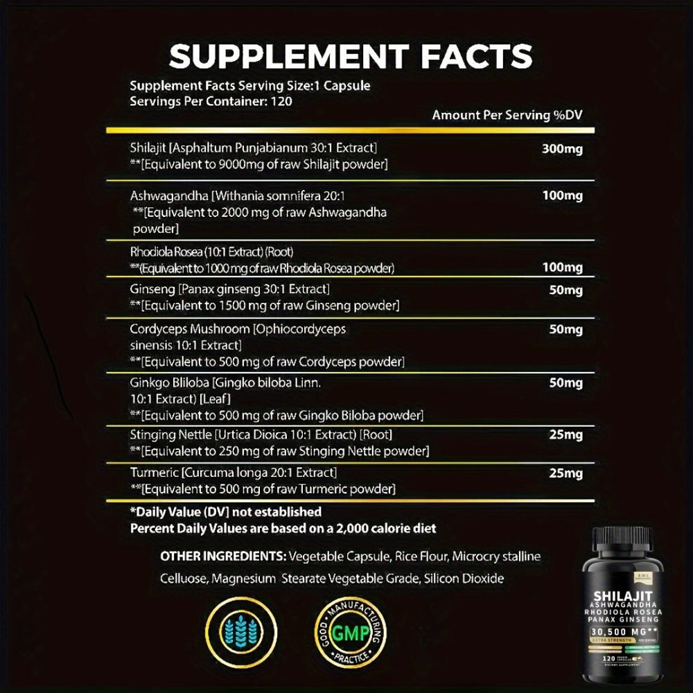 [Sea Moss & Shilajit] 240 Capsules Sea Moss And Shilajit Sea Moss Black Seed Oil Ashwagandha Ginger And Shilajit Rhodiola Rosea Panax Ginseng