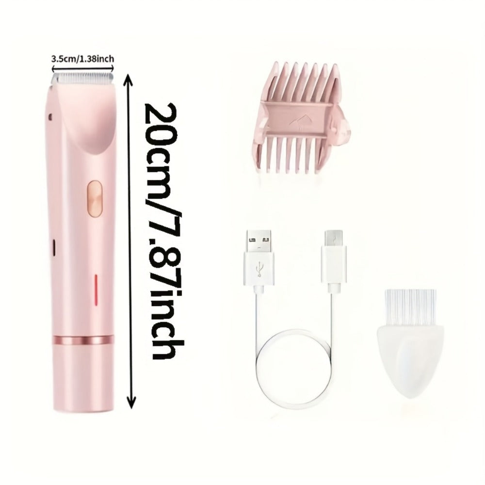 2-In-1 Electric Hair Removal Device for Home Use, Rechargeable Lithium Dual-Head Electric Hair Trimmer for Women | 1pc | Rechargeable Lithium Battery | USB Charging, Multipurpose Bikini Razor And Face Shaver | Body, Arms, Thighs, Electric Shaver