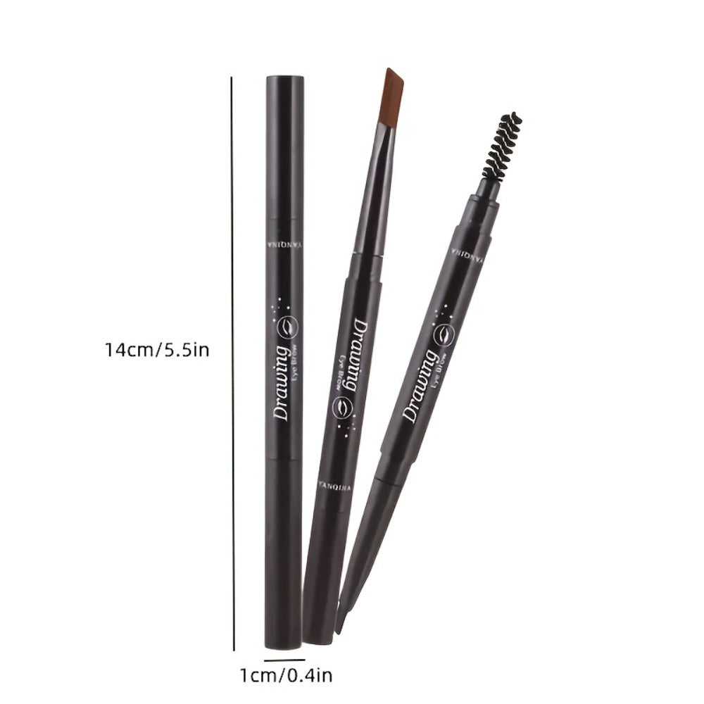 Double-Ended Eyebrow Pencil 12-Pack Waterproof — Automatic Brow Pencil with Spoolie Brush, 4 Natural Shades, Long-Lasting Easy Brow Makeup for Women