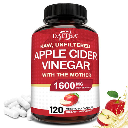 Apple Cider Vinegar Capsules 1600mg – Supports Digestion, Weight Management & Energy for Men and Women | 120 Capsules Vitamin & Mineral Blend (Optional 1/2/3 Bottles)