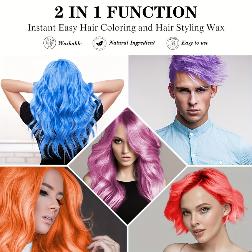 Temporary Hair Dye Wax 130g | Instant Color Hair Styling Wax for Party Halloween Cosplay | Dazzling Vivid Colors | Quick Apply & Easy Wash Out | Blue & Orange